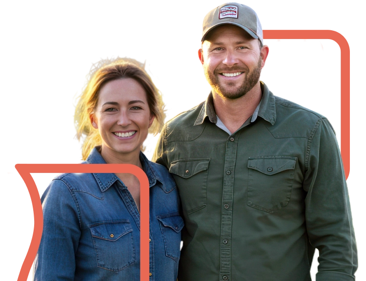 Adult couple farmers smiling