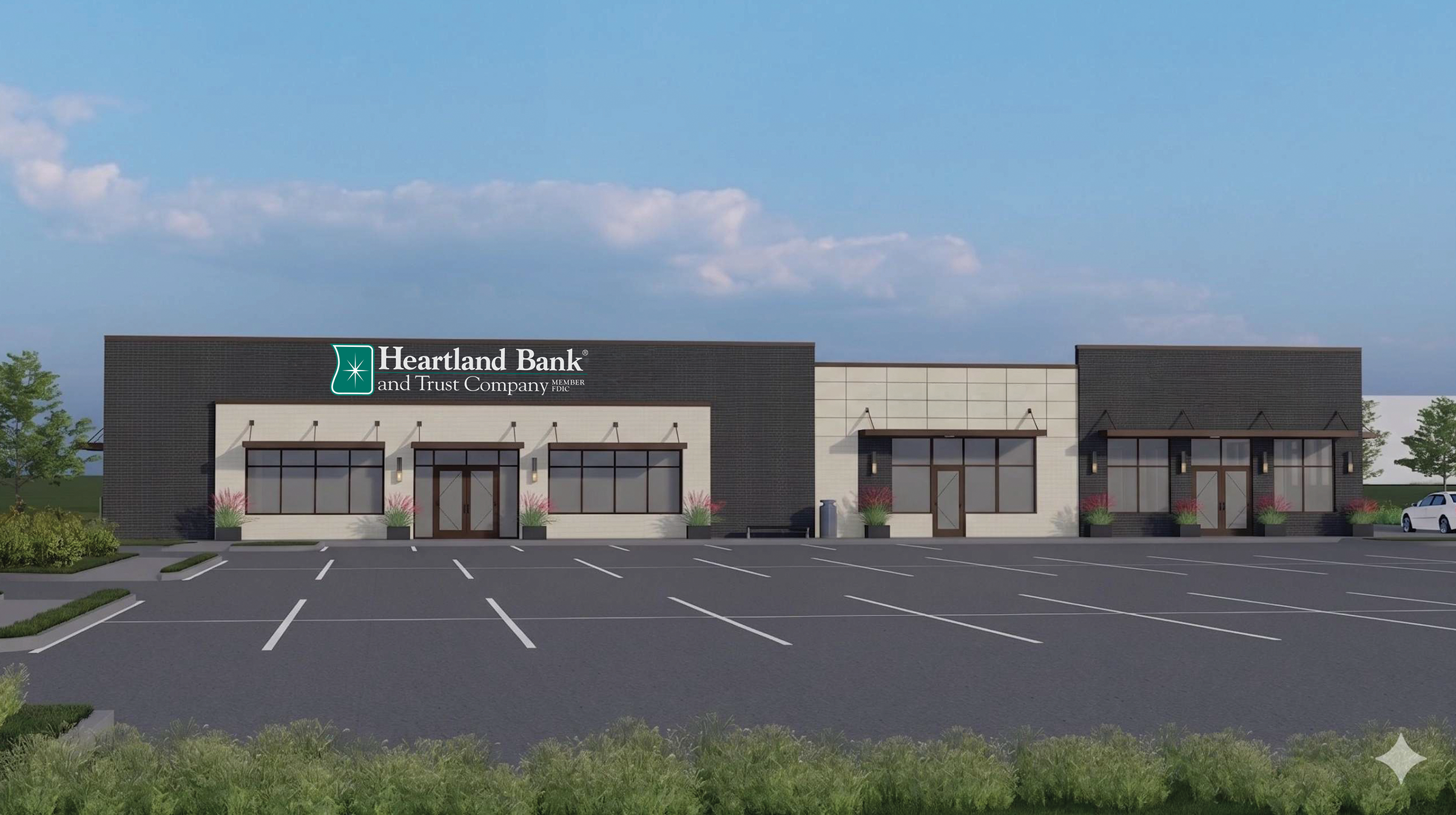 Coming Soon: New Location at 3224 Crosspark Rd., Coralville! 

A digital rendering of the newly constructed Heartland Bank in Coralville.